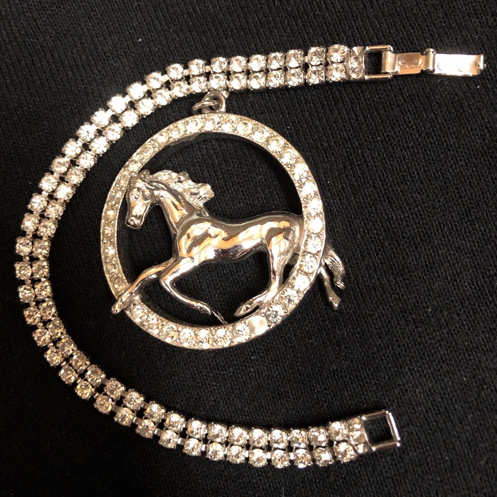 Vintage Arabian Horse 3-D Rhinestone Bracelet